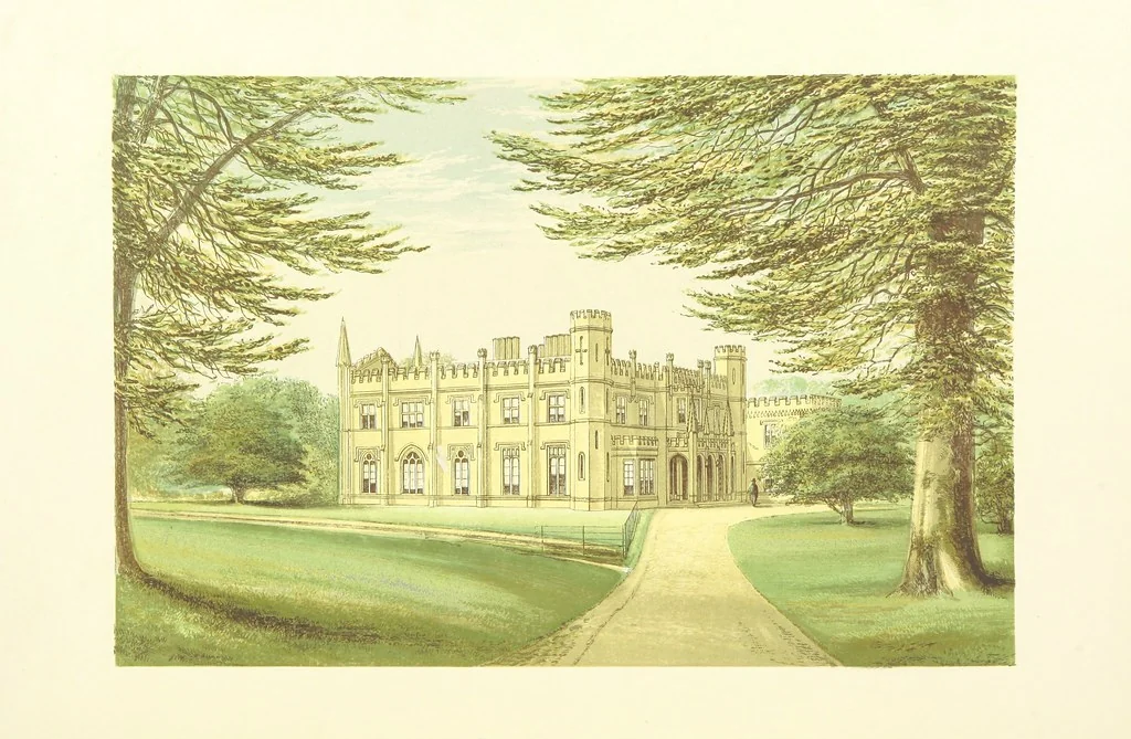 An illustration from The Ancestral Homes of Britain; containing examples of its noblest castles, halls, and mansions. With ... coloured illustrations ... and biographical and historical notices, 1868, leaf 90