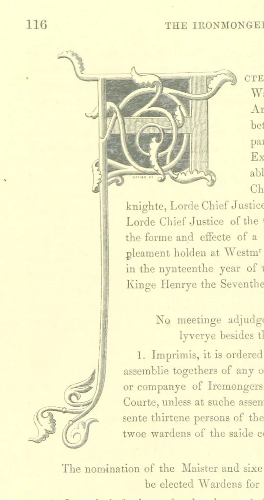 An illustration from Some account of the Worshipful Company of Ironmongers. Compiled from their own Records and other authentic sources of information, by J. N, 1866, leaf 142