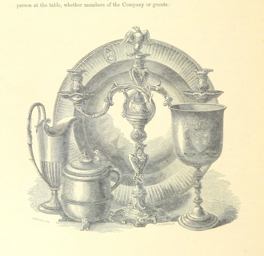 An illustration from Some account of the Worshipful Company of Ironmongers. Compiled from their own Records and other authentic sources of information, by J. N, 1866, leaf 108