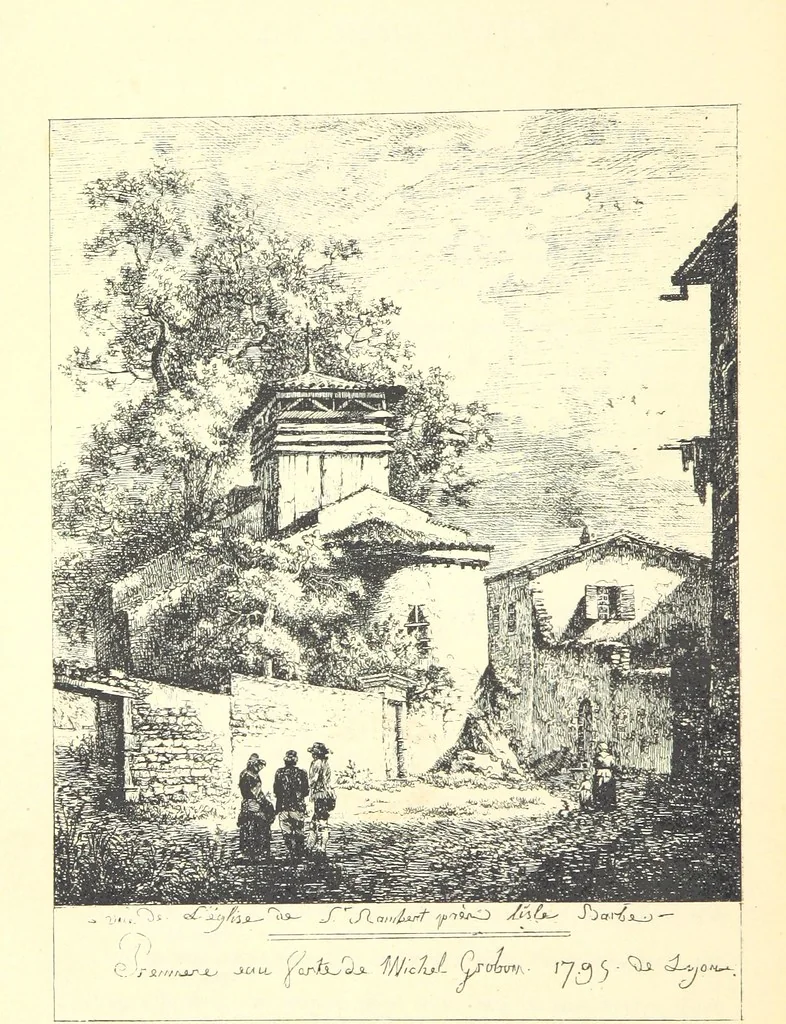 An illustration from Les Environs de l'Ille-Barbe ... Avec ... planches, etc, 1892, leaf 10