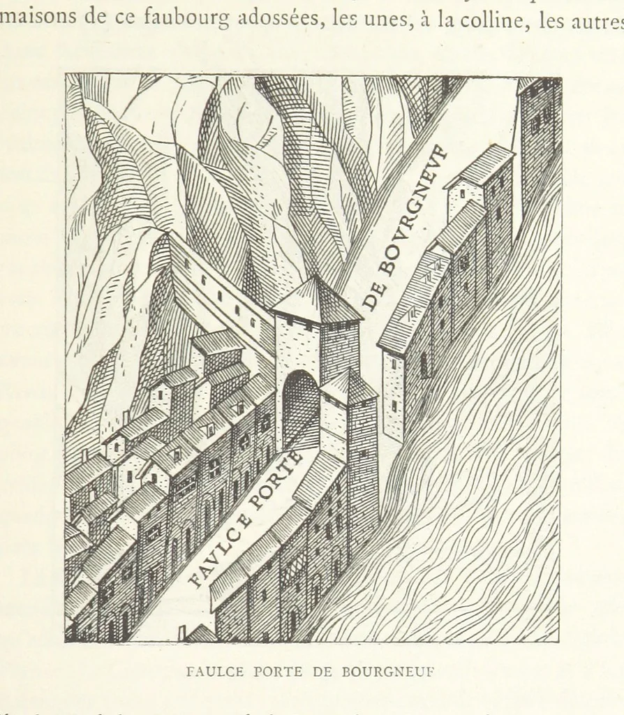 An illustration from Les Environs de l'Ille-Barbe ... Avec ... planches, etc, 1892, leaf 63