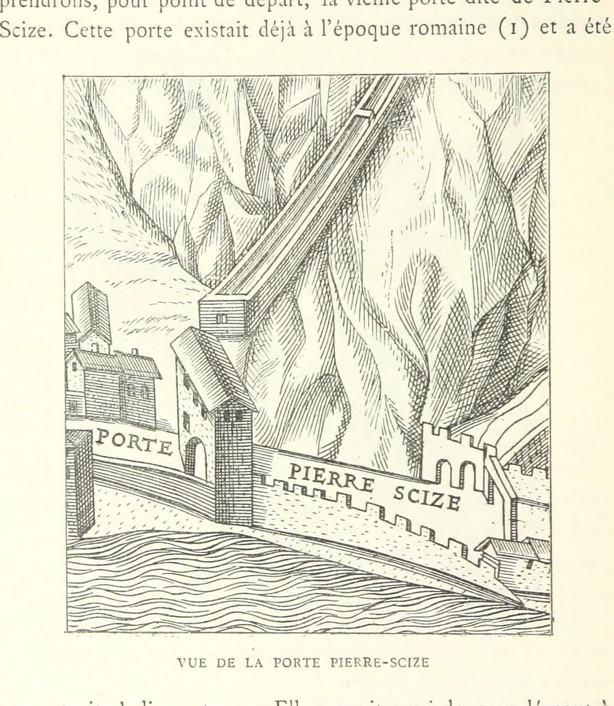 An illustration from Les Environs de l'Ille-Barbe ... Avec ... planches, etc, 1892, leaf 64