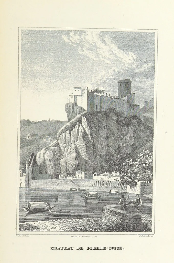 An illustration from Les Environs de l'Ille-Barbe ... Avec ... planches, etc, 1892, leaf 69