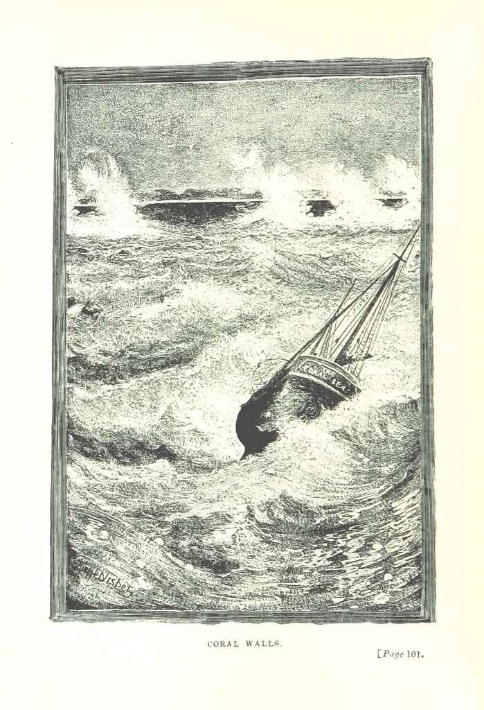 An illustration from The Land of the Hibiscus Blossom: a yarn of the Papuan Gulf ... With illustrations by the author, 1888, leaf 136