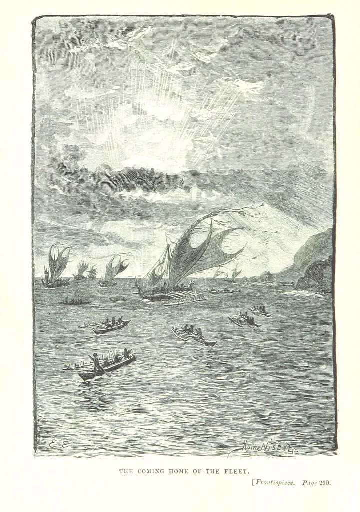 An illustration from The Land of the Hibiscus Blossom: a yarn of the Papuan Gulf ... With illustrations by the author, 1888, leaf 6