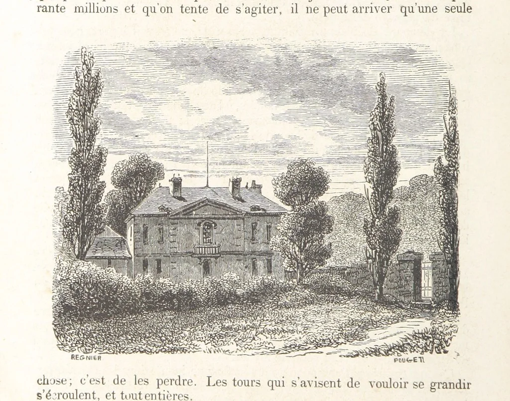An illustration from Les Environs de Paris, histoire, monuments, paysages ... Par l'élite de la littérature contemporaine (L. Gozlan, J. Janin, Viollet-Leduc, etc.) ... 200 dessins. [Edited by J. E. C. N, 1855, leaf 174