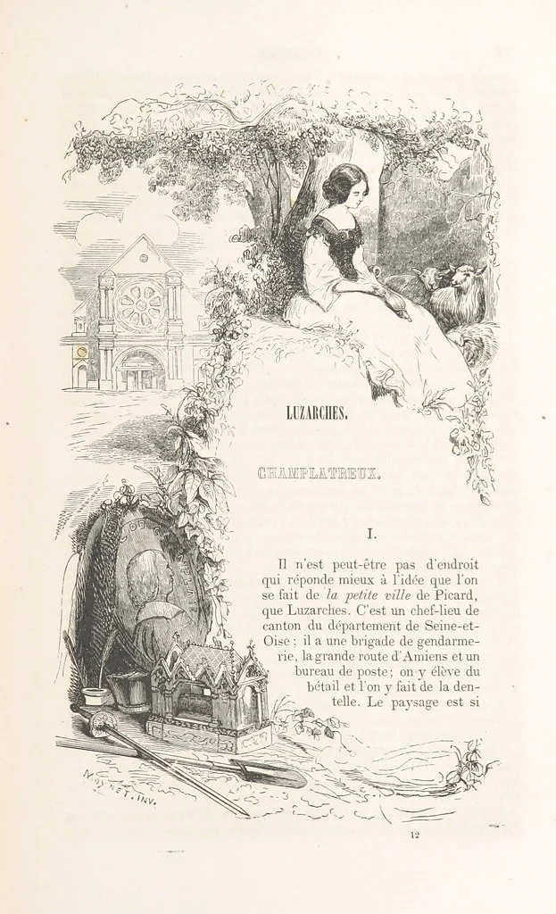 An illustration from Les Environs de Paris, histoire, monuments, paysages ... Par l'élite de la littérature contemporaine (L. Gozlan, J. Janin, Viollet-Leduc, etc.) ... 200 dessins. [Edited by J. E. C. N, 1855, leaf 211