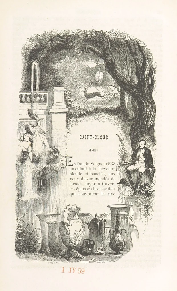 An illustration from Les Environs de Paris, histoire, monuments, paysages ... Par l'élite de la littérature contemporaine (L. Gozlan, J. Janin, Viollet-Leduc, etc.) ... 200 dessins. [Edited by J. E. C. N, 1855, leaf 387