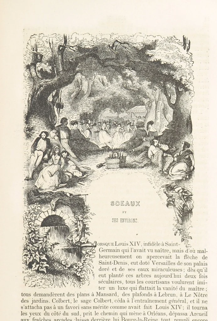 An illustration from Les Environs de Paris, histoire, monuments, paysages ... Par l'élite de la littérature contemporaine (L. Gozlan, J. Janin, Viollet-Leduc, etc.) ... 200 dessins. [Edited by J. E. C. N, 1855, leaf 75