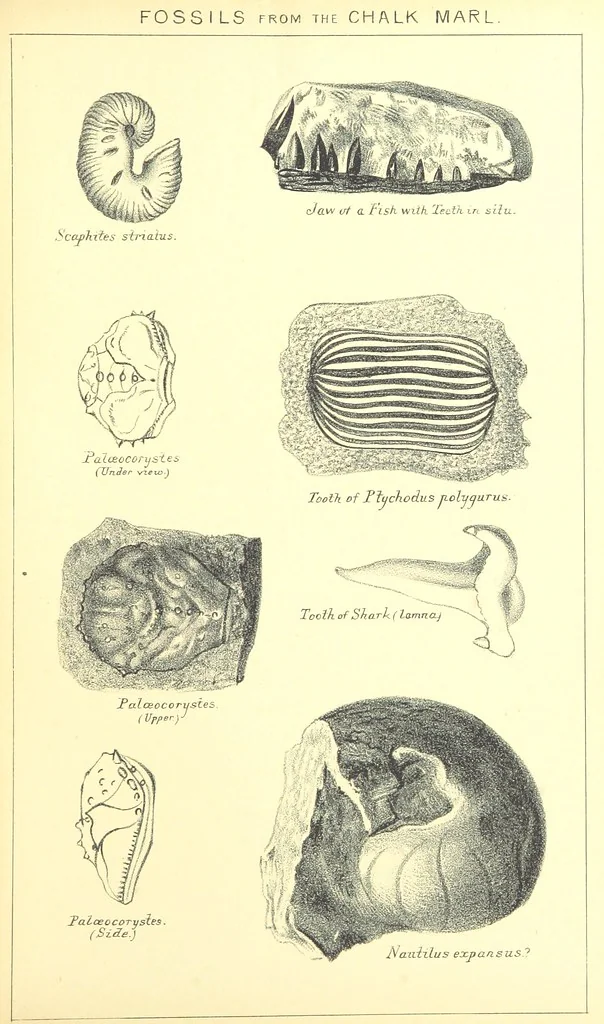 An illustration from A popular guide to the Geology of the Isle of Wight, with a note on its relation to that of the Isle of Purbeck ... Illustrated, etc, 1887, leaf 143