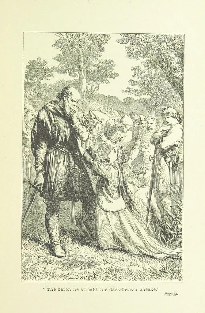 An illustration from Old English ballads. A collection of favourite ballads of the olden time, etc, 1888, leaf 43