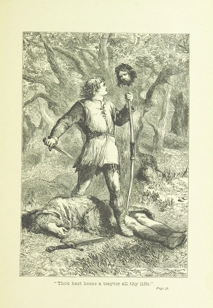 An illustration from Old English ballads. A collection of favourite ballads of the olden time, etc, 1888, leaf 65