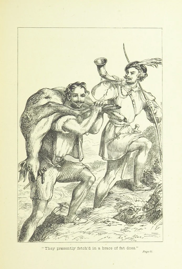 An illustration from Old English ballads. A collection of favourite ballads of the olden time, etc, 1888, leaf 75