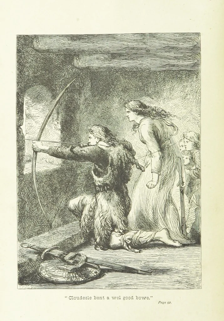 An illustration from Old English ballads. A collection of favourite ballads of the olden time, etc, 1888, leaf 8