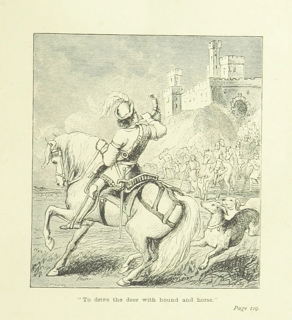 An illustration from Old English ballads. A collection of favourite ballads of the olden time, etc, 1888, leaf 9
