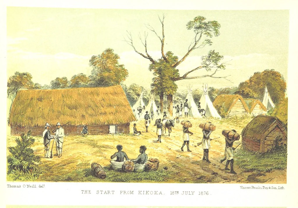 An illustration from Sketches of African Scenery, from Zanzibar to the Victoria Nyanza, being a series of coloured lithographic pictures, from sketches by ... T. O'Neill. (The larger part of the letterpress is from a journal kept by T. O'Neill.), 1878, leaf 12