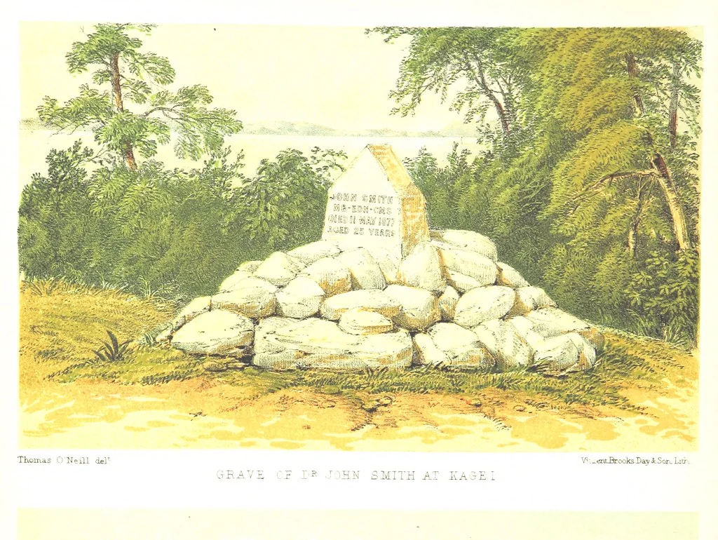 An illustration from Sketches of African Scenery, from Zanzibar to the Victoria Nyanza, being a series of coloured lithographic pictures, from sketches by ... T. O'Neill. (The larger part of the letterpress is from a journal kept by T. O'Neill.), 1878, leaf 30