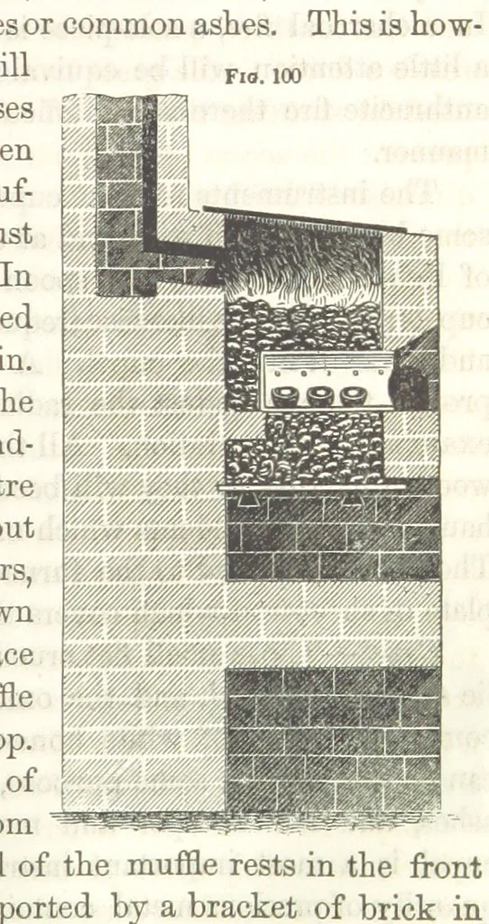 An illustration from A Treatise on Metallurgy; comprising mining, and general and particular metallurgical operations, etc, 1852, leaf 195