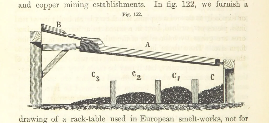 An illustration from A Treatise on Metallurgy; comprising mining, and general and particular metallurgical operations, etc, 1852, leaf 268