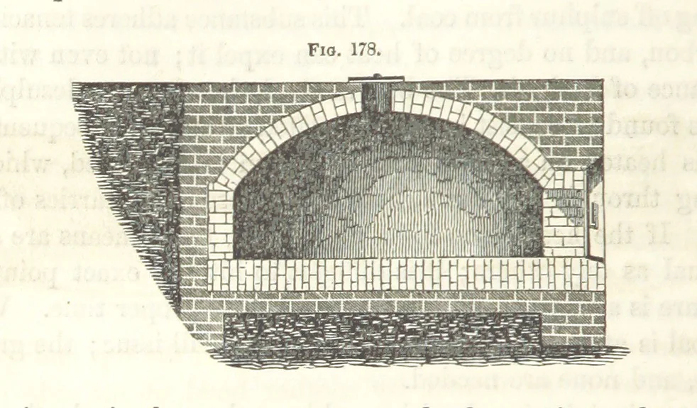 An illustration from A Treatise on Metallurgy; comprising mining, and general and particular metallurgical operations, etc, 1852, leaf 394