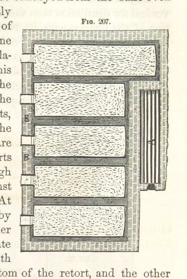 An illustration from A Treatise on Metallurgy; comprising mining, and general and particular metallurgical operations, etc, 1852, leaf 469