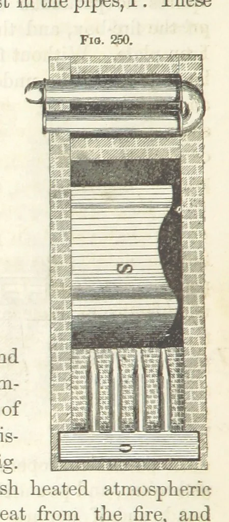 An illustration from A Treatise on Metallurgy; comprising mining, and general and particular metallurgical operations, etc, 1852, leaf 554