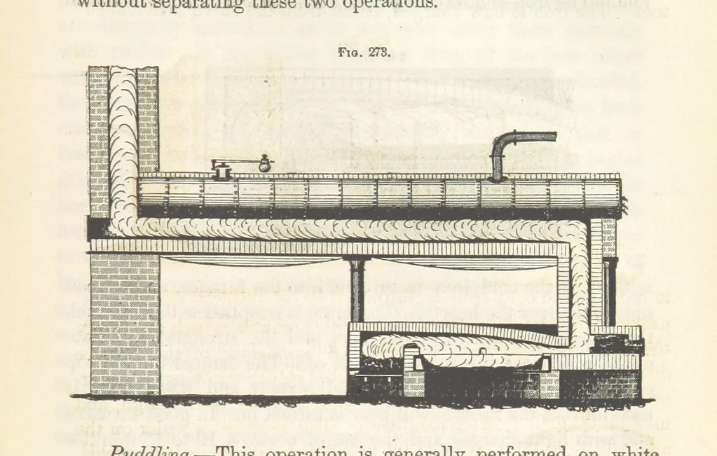 An illustration from A Treatise on Metallurgy; comprising mining, and general and particular metallurgical operations, etc, 1852, leaf 577