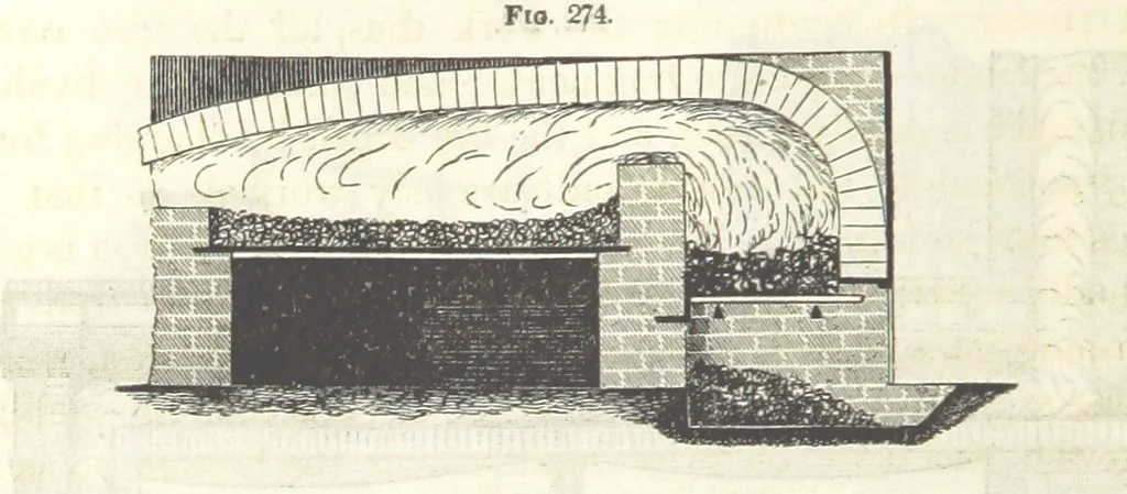 An illustration from A Treatise on Metallurgy; comprising mining, and general and particular metallurgical operations, etc, 1852, leaf 578