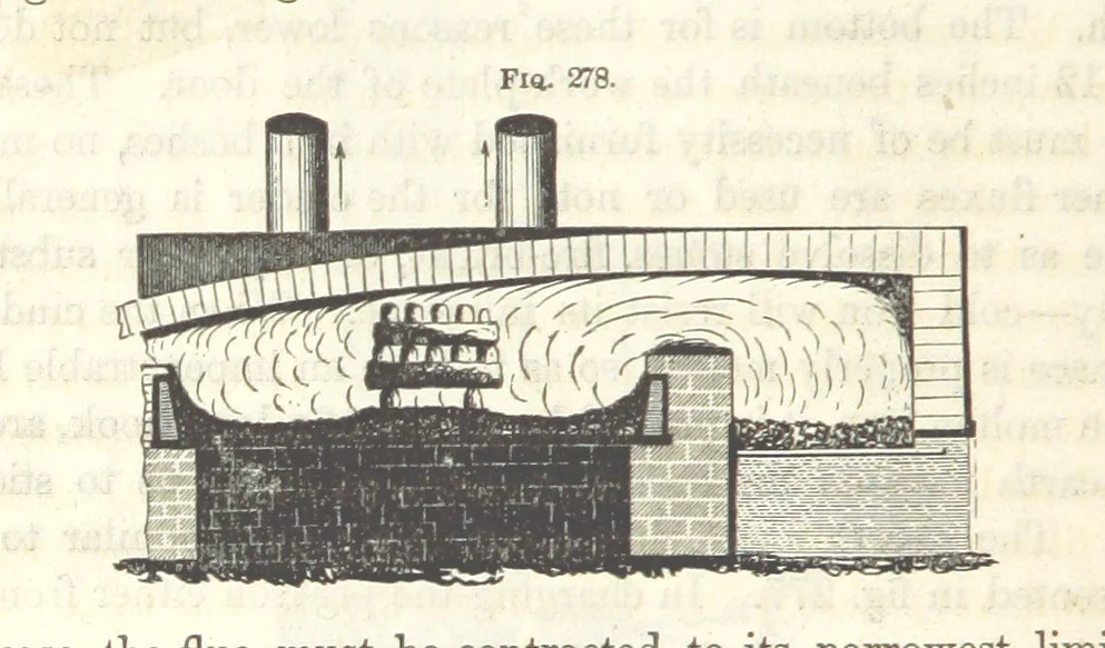 An illustration from A Treatise on Metallurgy; comprising mining, and general and particular metallurgical operations, etc, 1852, leaf 582