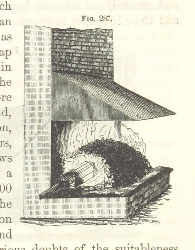 An illustration from A Treatise on Metallurgy; comprising mining, and general and particular metallurgical operations, etc, 1852, leaf 605