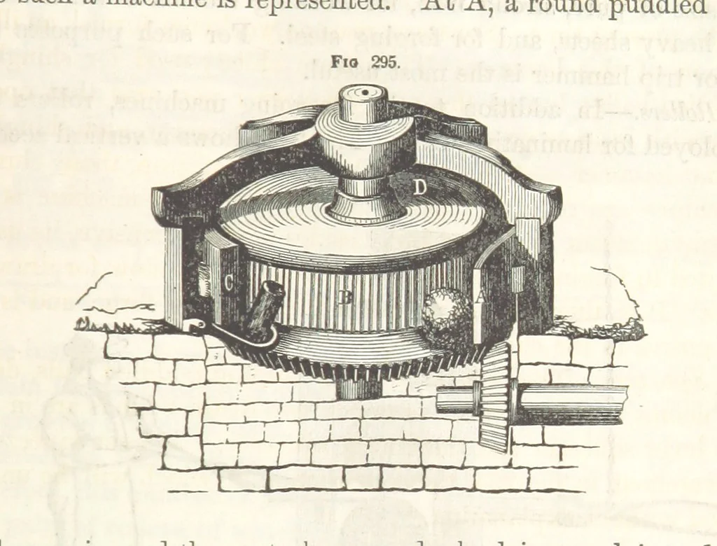 An illustration from A Treatise on Metallurgy; comprising mining, and general and particular metallurgical operations, etc, 1852, leaf 613