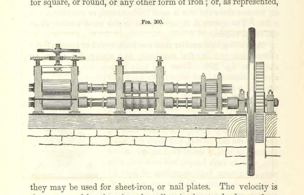 An illustration from A Treatise on Metallurgy; comprising mining, and general and particular metallurgical operations, etc, 1852, leaf 618