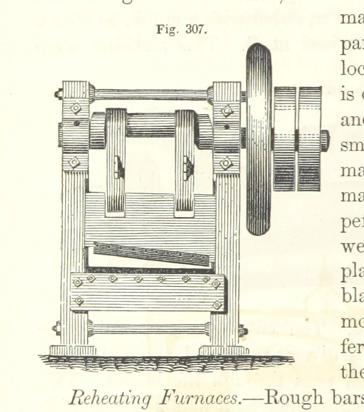 An illustration from A Treatise on Metallurgy; comprising mining, and general and particular metallurgical operations, etc, 1852, leaf 624
