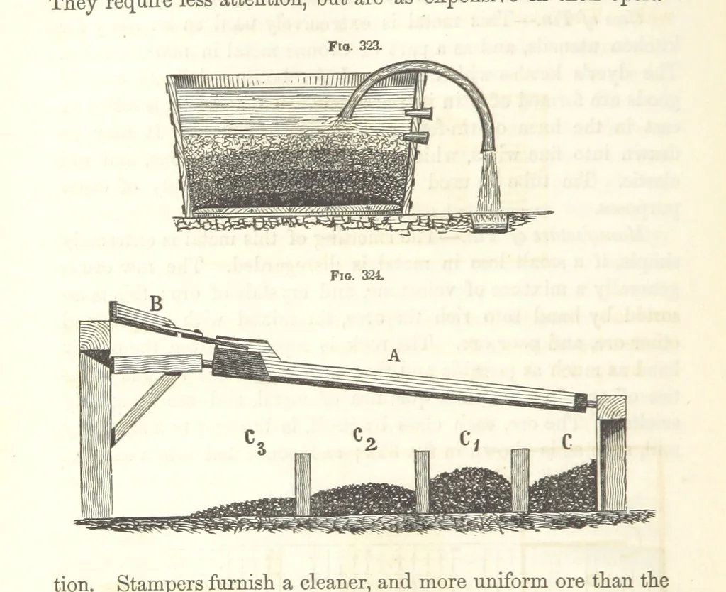 An illustration from A Treatise on Metallurgy; comprising mining, and general and particular metallurgical operations, etc, 1852, leaf 650