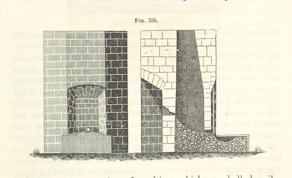 An illustration from A Treatise on Metallurgy; comprising mining, and general and particular metallurgical operations, etc, 1852, leaf 669