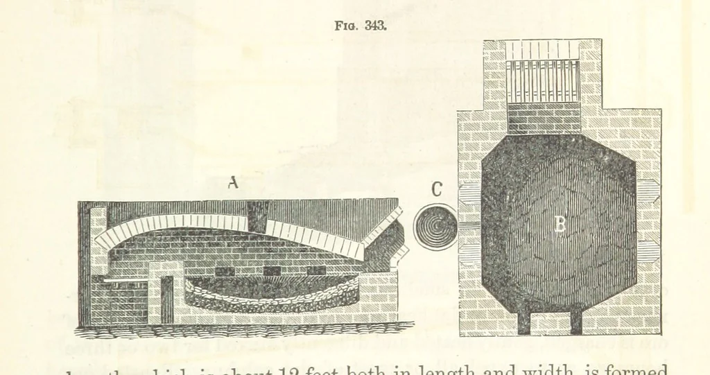 An illustration from A Treatise on Metallurgy; comprising mining, and general and particular metallurgical operations, etc, 1852, leaf 673