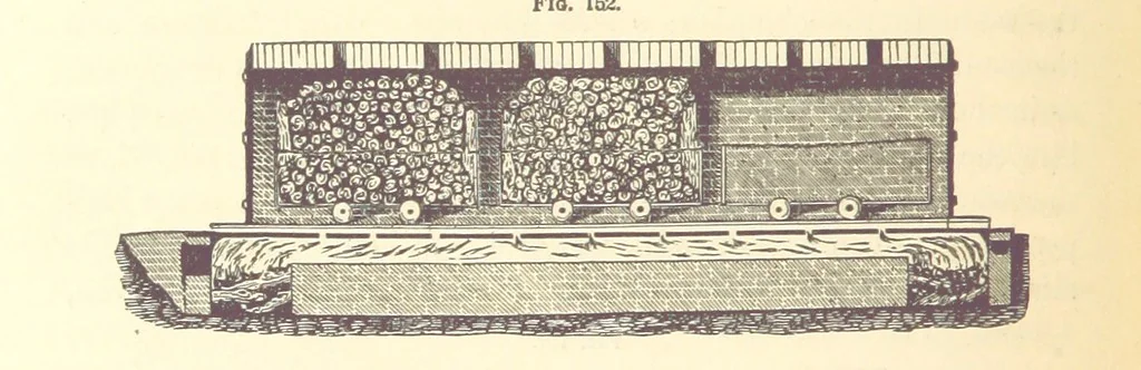 An illustration from A Treatise on Metallurgy; comprising mining, and general and particular metallurgical operations, etc, 1880, leaf 354