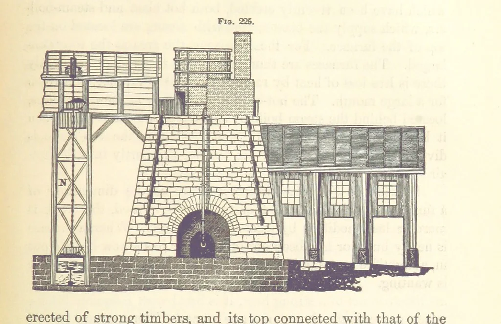 An illustration from A Treatise on Metallurgy; comprising mining, and general and particular metallurgical operations, etc, 1880, leaf 519