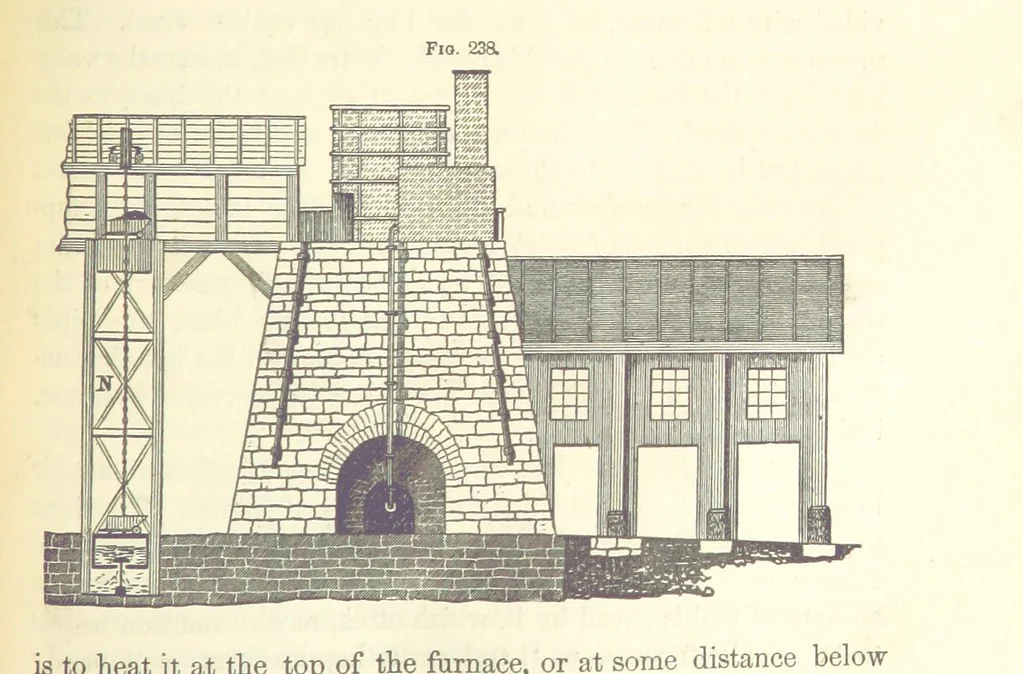 An illustration from A Treatise on Metallurgy; comprising mining, and general and particular metallurgical operations, etc, 1880, leaf 537