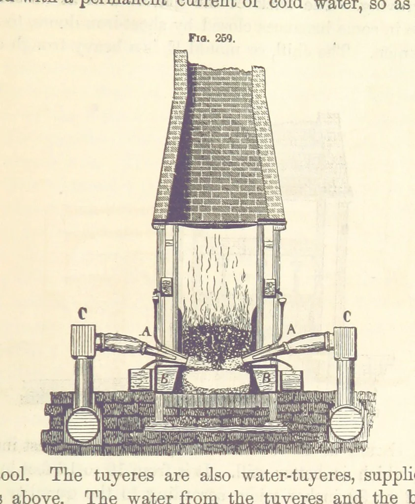 An illustration from A Treatise on Metallurgy; comprising mining, and general and particular metallurgical operations, etc, 1880, leaf 565