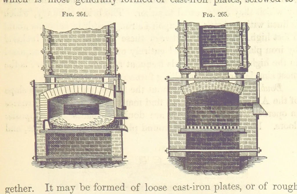 An illustration from A Treatise on Metallurgy; comprising mining, and general and particular metallurgical operations, etc, 1880, leaf 571
