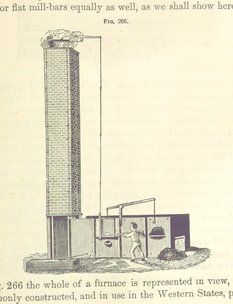 An illustration from A Treatise on Metallurgy; comprising mining, and general and particular metallurgical operations, etc, 1880, leaf 571