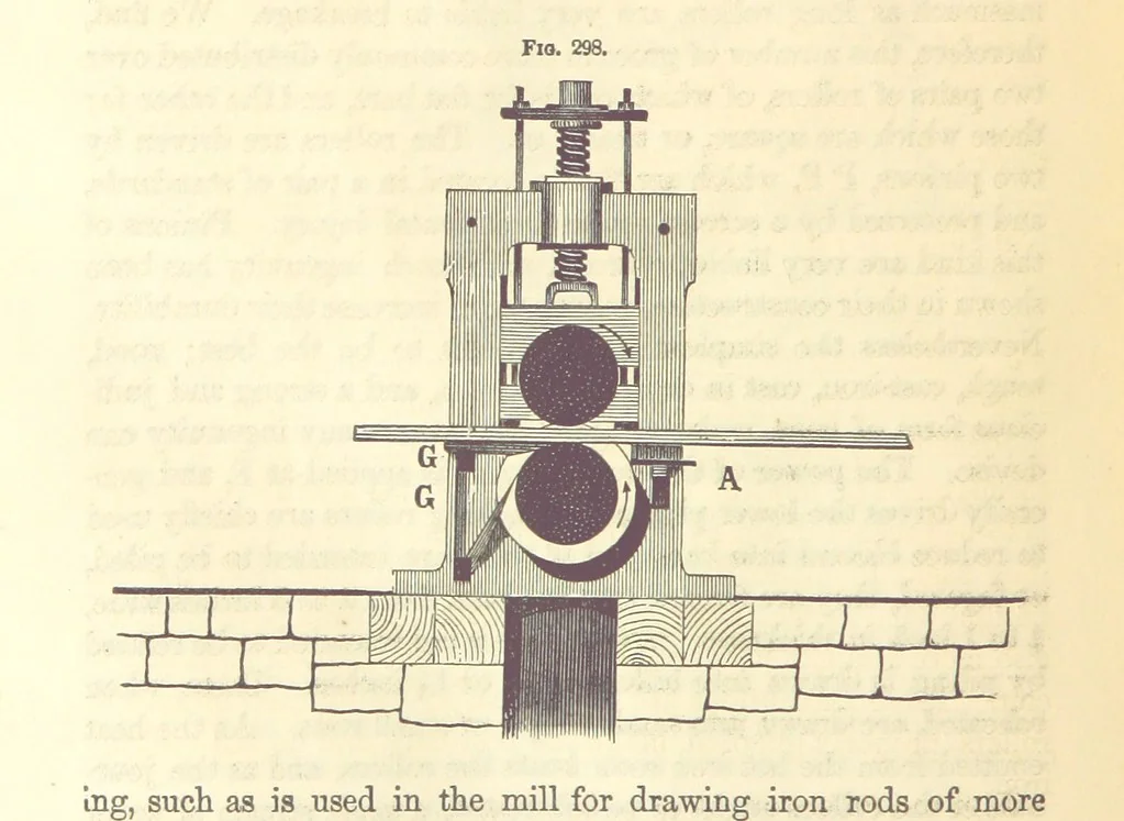 An illustration from A Treatise on Metallurgy; comprising mining, and general and particular metallurgical operations, etc, 1880, leaf 614