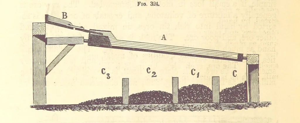 An illustration from A Treatise on Metallurgy; comprising mining, and general and particular metallurgical operations, etc, 1880, leaf 648