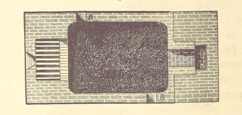 An illustration from A Treatise on Metallurgy; comprising mining, and general and particular metallurgical operations, etc, 1880, leaf 666