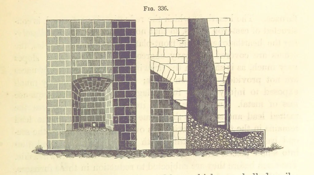 An illustration from A Treatise on Metallurgy; comprising mining, and general and particular metallurgical operations, etc, 1880, leaf 667