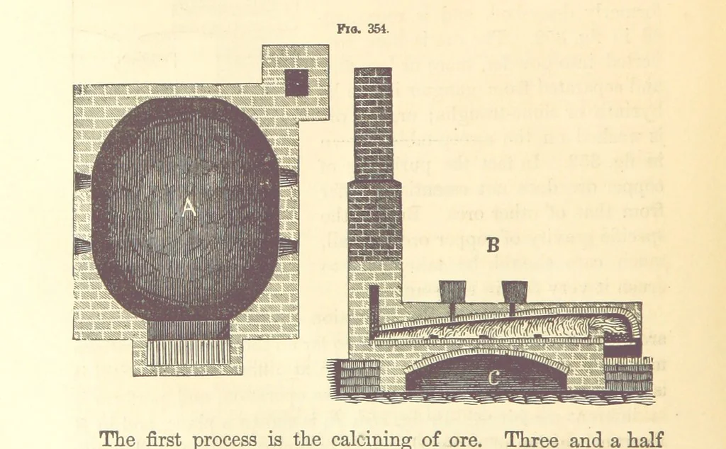 An illustration from A Treatise on Metallurgy; comprising mining, and general and particular metallurgical operations, etc, 1880, leaf 694