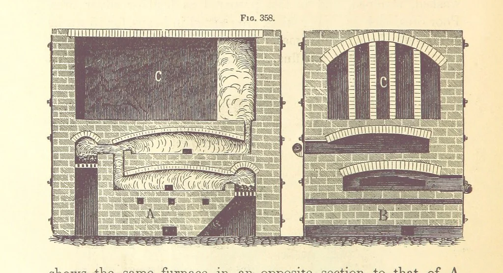 An illustration from A Treatise on Metallurgy; comprising mining, and general and particular metallurgical operations, etc, 1880, leaf 700