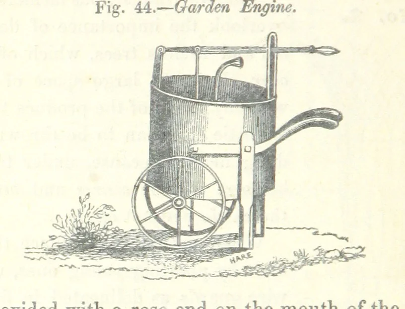 An illustration from Farming Implements, their various uses and recent modern improvements compared with the old machines. By F. D. P, 1847, leaf 102