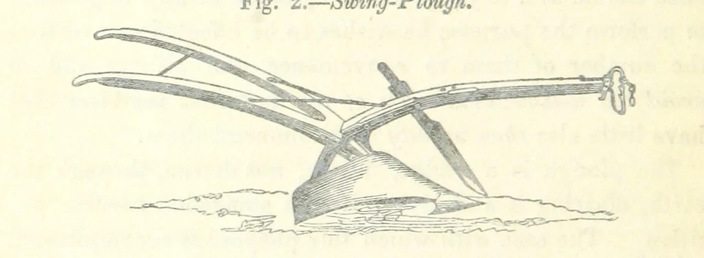 An illustration from Farming Implements, their various uses and recent modern improvements compared with the old machines. By F. D. P, 1847, leaf 22